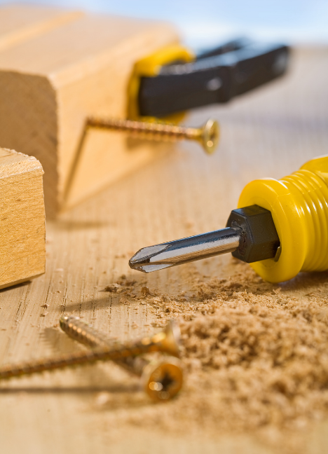 tools, nails, sawdust